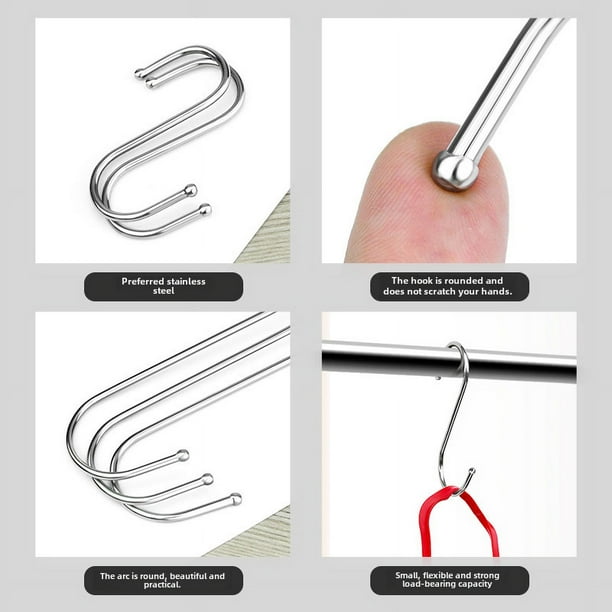 Gancho de acero inoxidable Gancho en forma de S Gancho de precisión para carne procesada de cocina Gancho en forma de S con cabeza de bola de acero