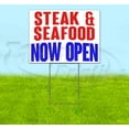 thumbnail image 1 of Steak & Seafood Now Open (18" x 24") Yard Sign, Includes Metal Step Stake, 1 of 6