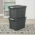 thumbnail image 6 of 6-Pack Latch Tote, Stackable Plastic Storage Container Bins with Lids, 12 Gallon, Gray/Green, 6 of 8