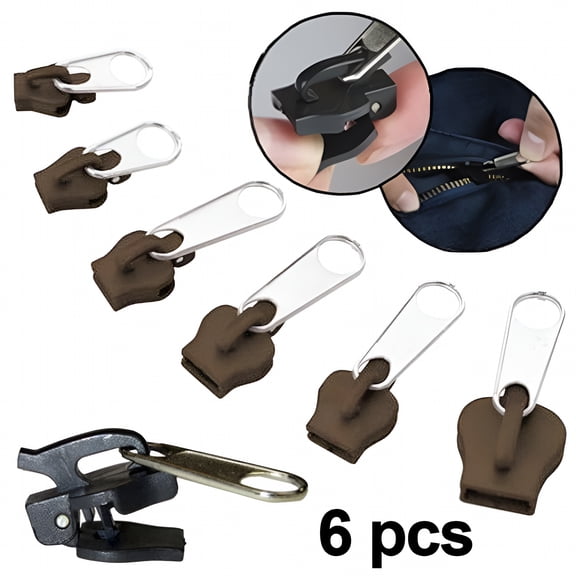 TUWAFE 6Pcs Zip Slider Instant Repair Kit, Metal Replacement Zipper Pulls for Jackets, Bags, Luggage, Backpacks