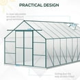thumbnail image 4 of Outsunny 16' x 8' Aluminum Greenhouse Polycarbonate Walk-in Garden Greenhouse Kit with Adjustable Roof Vent, Rain Gutter and Sliding Door for Winter, Clear, 4 of 9