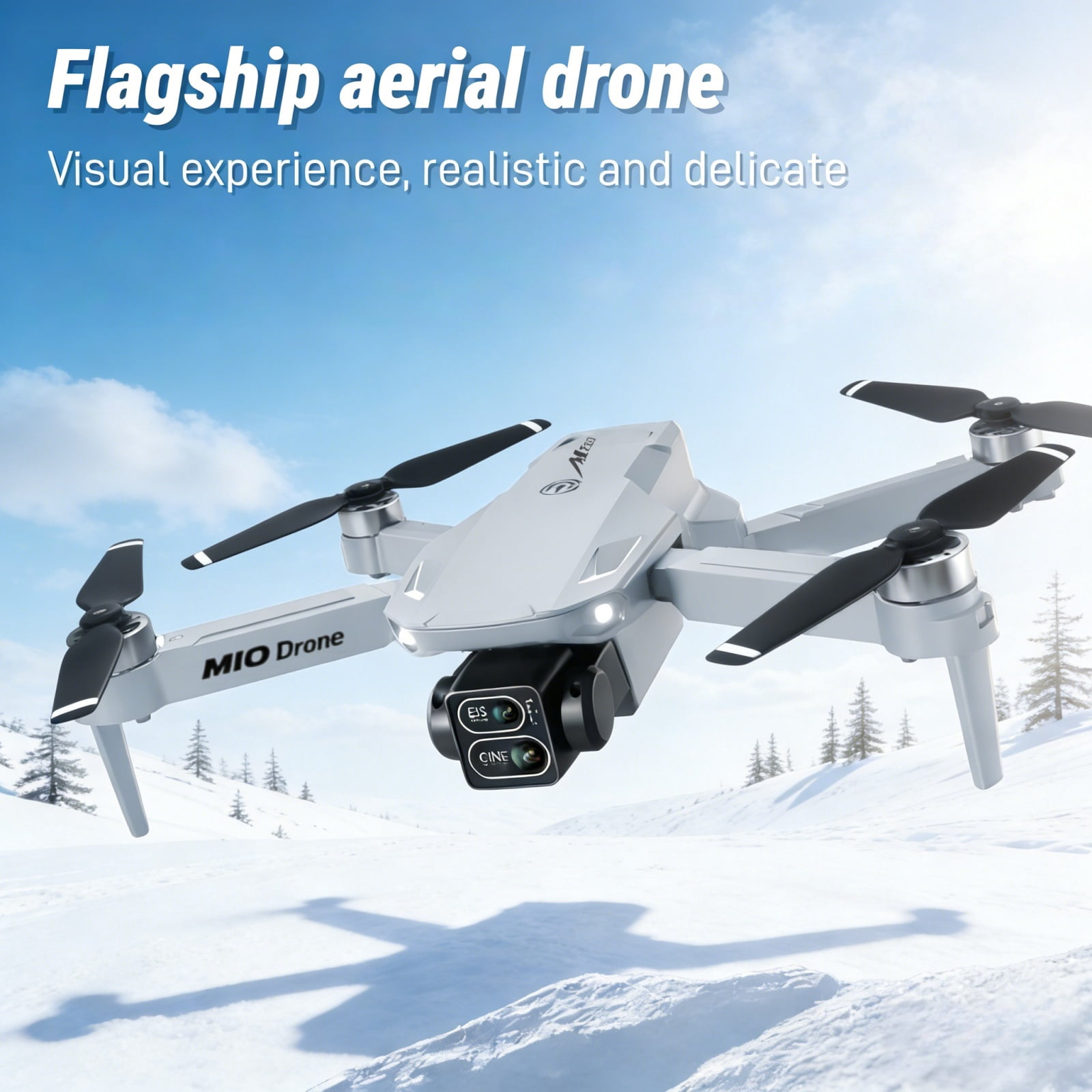 Foldable Dual-Camera Drone with Brushless Motor, Optical Flow Positioning, 4K HD FPV, Long Flight Time with 2 Batteries, Remote Control – Gray.