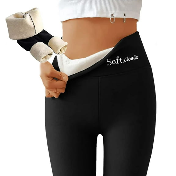 Soft Clouds Fleece Leggings, Casual Warm Winter Pants Slim Leggings, Soft Clouds Fleece Leggings for Women