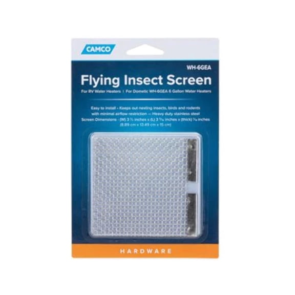Camco Camper/RV Water Heater Flying Insect Screen | Crafted of Stainless Steel & Fits Dometic WH-6GEA 6-Gallon Water Heaters (42169)