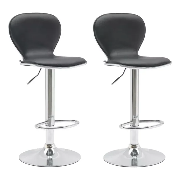 Set 2 Bancos Giratorios con Respaldo Alto Barra Desayunador Cocina color Negro