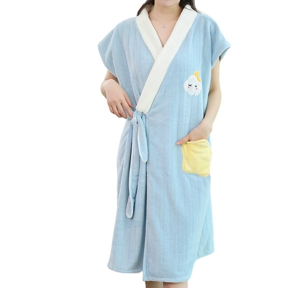 CSCHome Coral Velvet Bathrobe Robes for Women Thickened Soft Absorbent Can Be Wrapped Home Pajamas Hotel Bathrobe