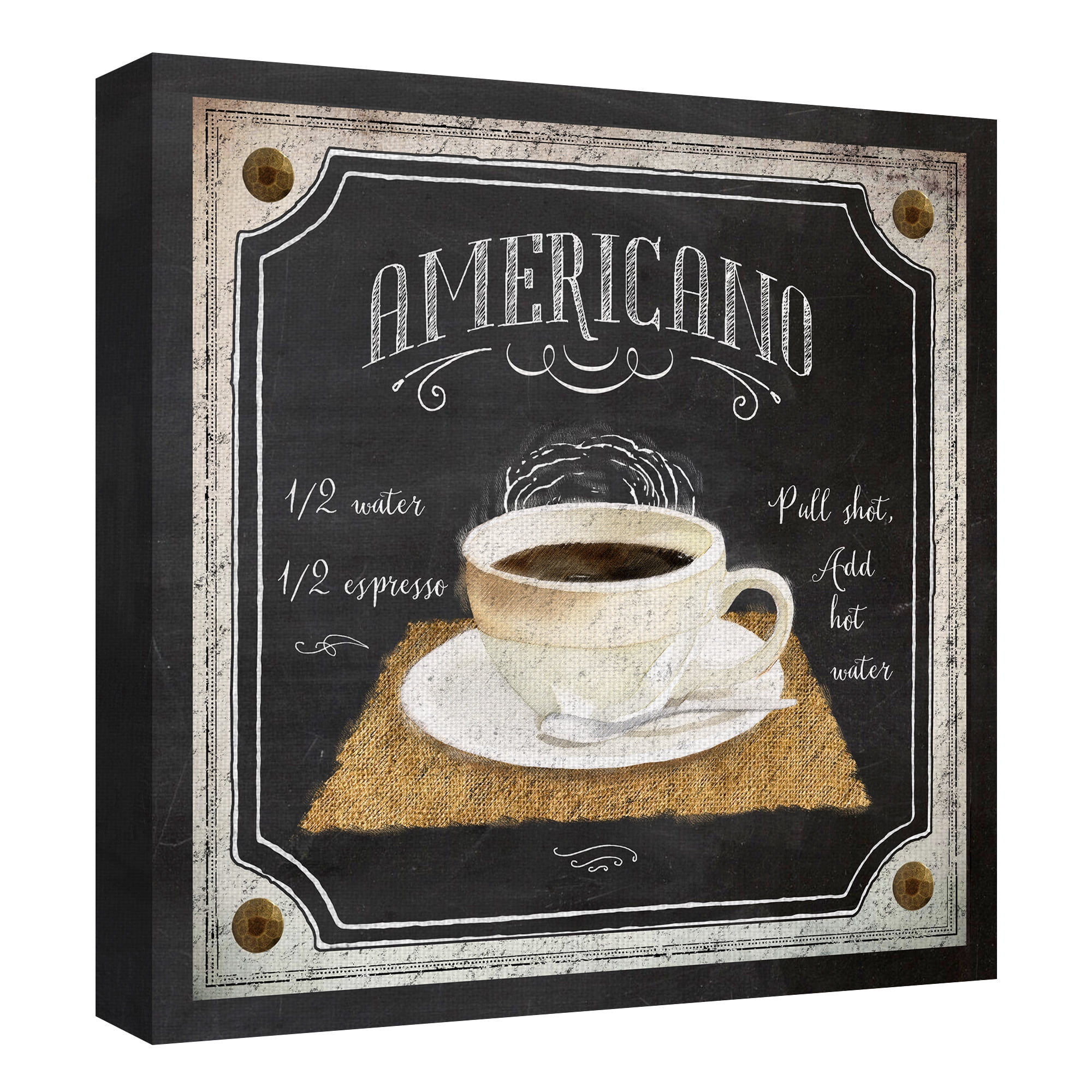 Masterpiece Art Gallery Chalk Americano, Cafe au Lait, Cappucino, Eiskafee Coffee By Lynnea Washburn Canvas Art Print Set of 4 12" x 12"