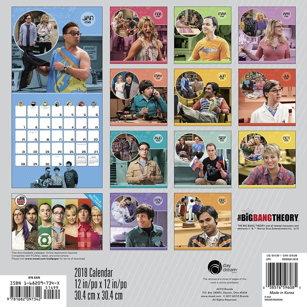 by ACCO Brands NEW 2018 The Big Bang Theory Wall 16 Month Calendar 
