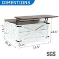 thumbnail image 3 of Farmhouse Lift-Top Coffee Table with Hidden Storage, Square Wooden Living Room Table, White, 3 of 6