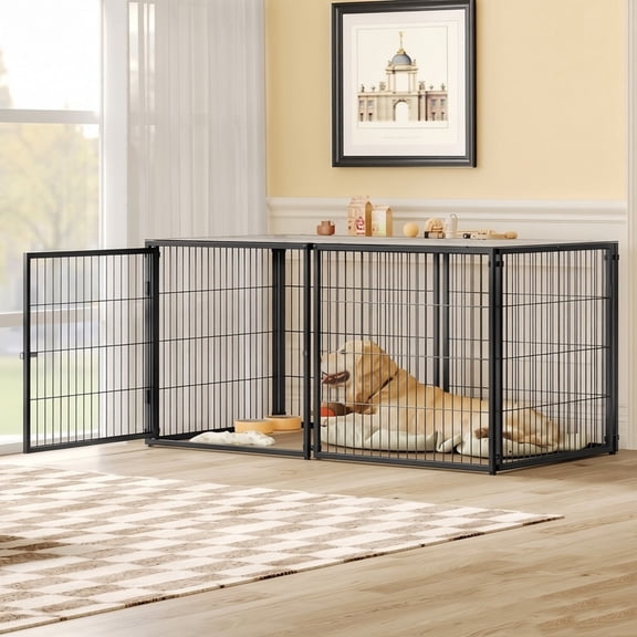 ELTFROH 63.7 Inch Heavy Duty Dog Crate Metal Dog Kennel with Doors XXL Dog Crate for Large Medium Dogs