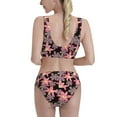 thumbnail image 5 of High Waisted Bikini Sets For Women, Purple Pink Lilies Flowers Swimsuits Tummy Control, Two Pieces Bathing Suit, 5 of 8