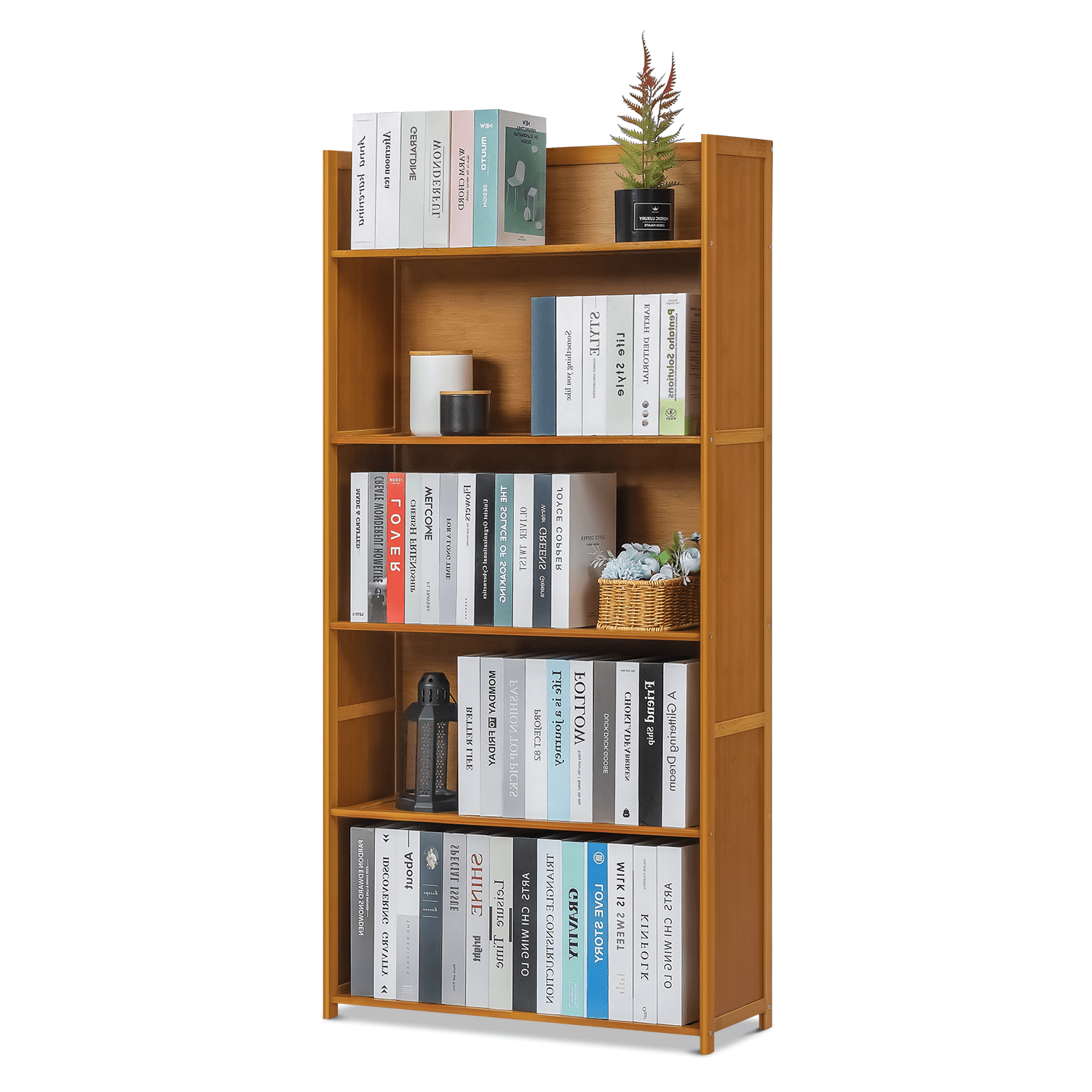 MKYOKO Bookshelf 5-Layer Wooden Bookcase Bookshelf Multifunctional Open  Storage Rack Library Book Storage Rack Home Office Display Bookcase Storage