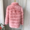 thumbnail image 4 of Chaqueta de piel sintética para mujer, abrigo cálido de invierno con cuello levantado, piel de zorro sintética rosa de 70cm, manga larga, piel esponjosa, novedad de 2022, 4 of 5