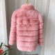thumbnail image 4 of Chaqueta de piel sintética para mujer, abrigo cálido de invierno con cuello levantado, piel de zorro sintética rosa de 70cm, manga larga, piel esponjosa, novedad de 2022, 4 of 5