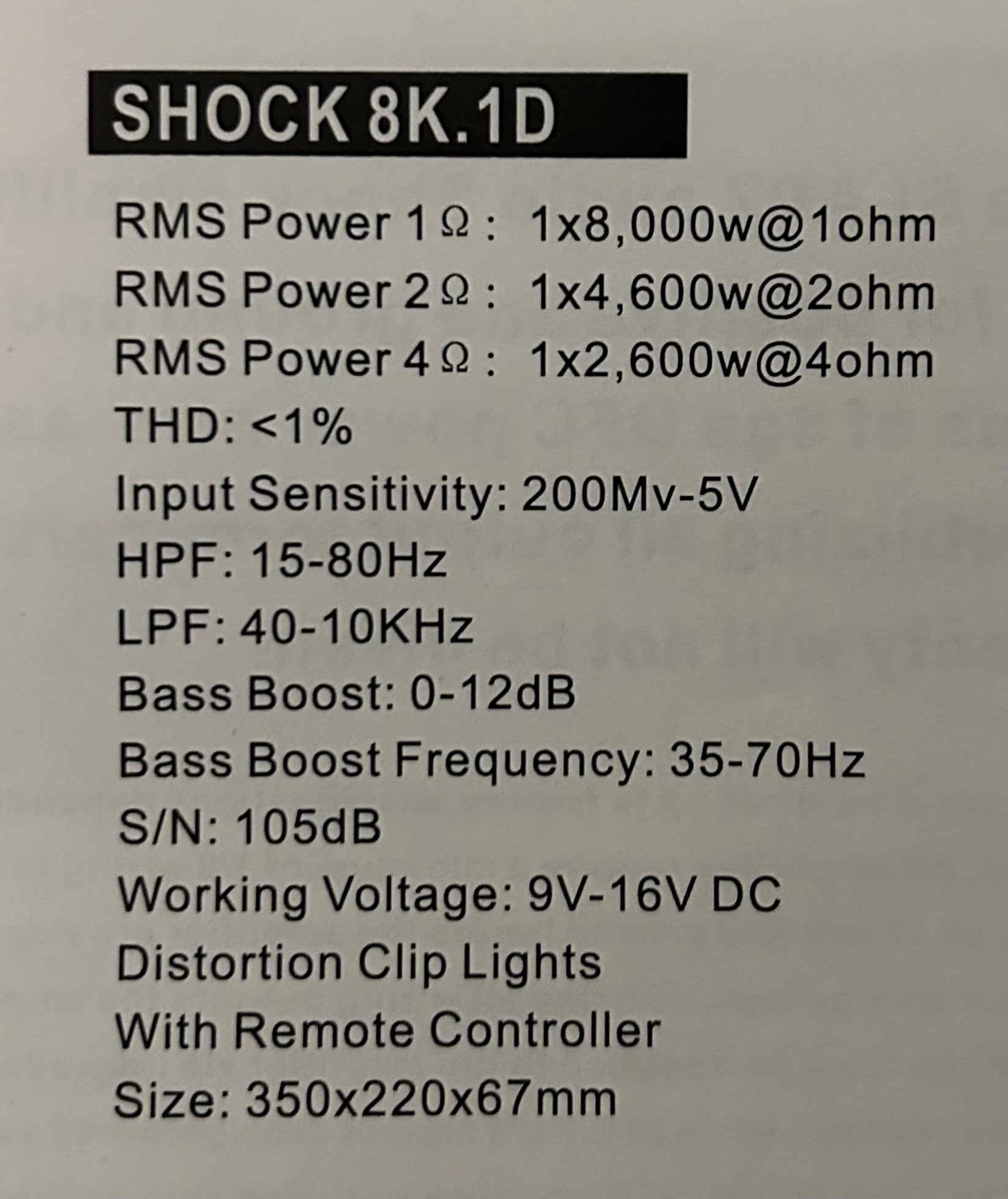 Slapz Audio Shock 8K.1D 8000 watt mono block car amplifier