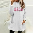 thumbnail image 2 of Lovskoo Fuzzy Fleece Pullover Tops for Women Winter Warm Printed Long Sleeve with Pocket Crewneck Solid Color Warm Top White, 2 of 6