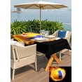 thumbnail image 4 of Outdoor Tablecloth with Umbrella Hole and Zipper, Volleyball Rectangle Table Cloth 52x70 Inch Waterproof Tablecloth, Modern Buruning Flame Sport Black Background Picnic Table Cover for Patio Camping, 4 of 7