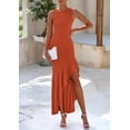 thumbnail image 3 of Vestido largo PRETTYGARDEN 2025 sin mangas con volantes, color rojo sirena, 3 of 8