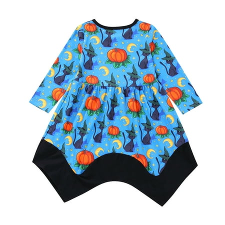 

Alueeu chidren dress for girl Toddler Baby Girls Halloween Pumpkin Printed Dress SKirt Clothes