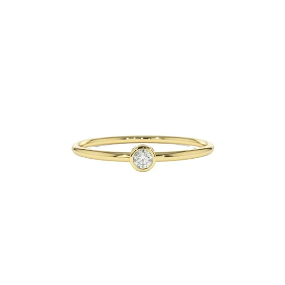 HeartsAndYou 0.5ct Engagement Ring for Women Round Cut Moissanite Bezel Set Solitaire 18k Yellow Gold Over Silver