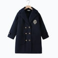 thumbnail image 4 of ATOGUTA Girls Winter Dress Coat Kids Wool Lapel Long Button Jackets Fall Winter Outerwear Peacoat with Pockets Size 5T-15 Navy, 4 of 6