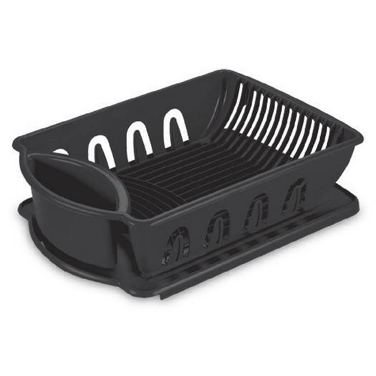 Sterilite Large Plastic Dish Drainer Rack 2 PC Sink Drainboard 0641 Black  2-Pack