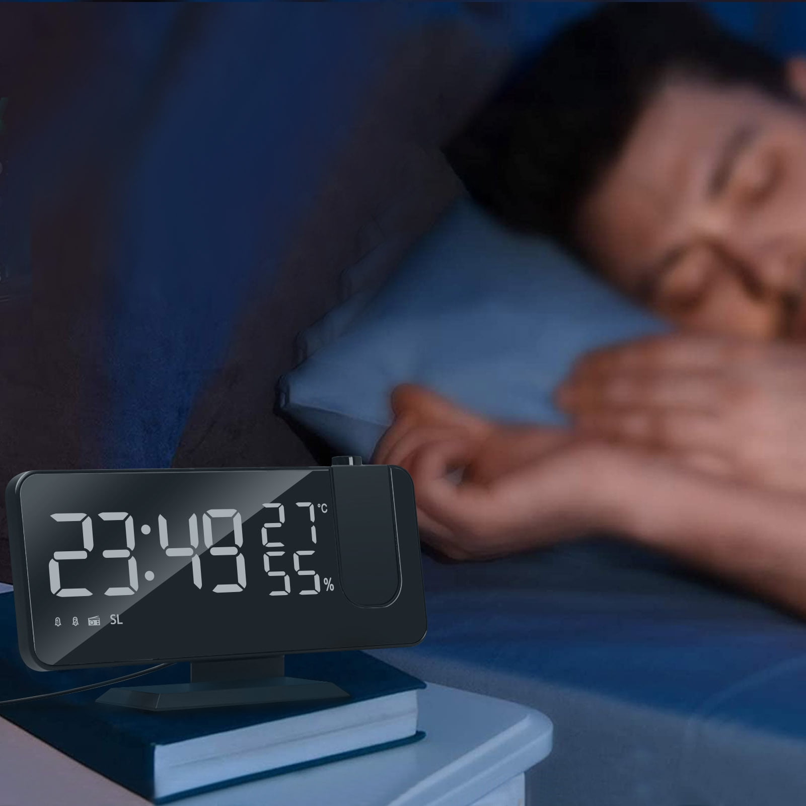 Projection Alarm Clock,Radio Loud Dual Loud Dual Alarm Clock Radio Loud Alarm Clock Rookin S N Alarm Led S N Clock L-ed Screen Zdhf