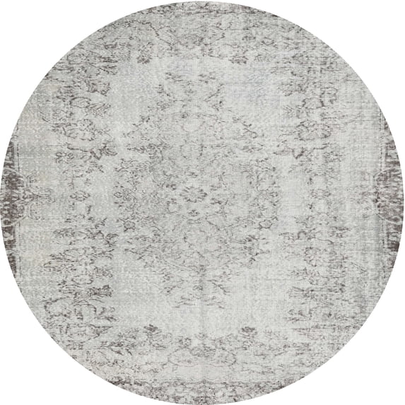 Ahgly Company Indoor Round Traditional Dark White Beige Persian Area Rugs, 3' Round