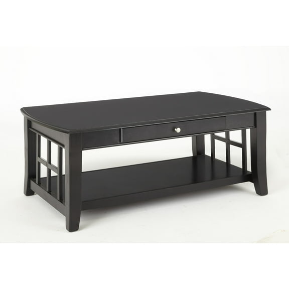 Steve Silver Cassidy Indoor Traditional with Storage and Shelf Rectangle Coffee Table, Black