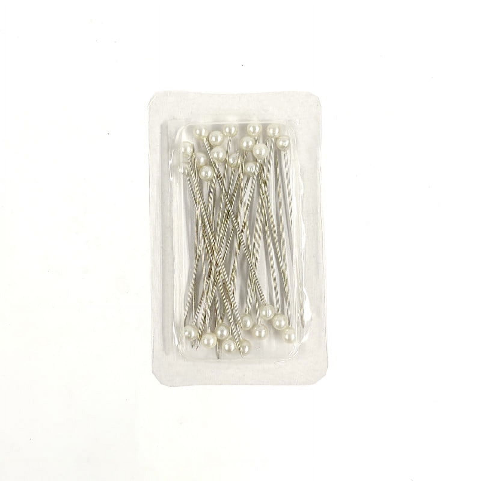 Hello Hobby White Pearlized Ballhead Pins Corsage 25 Count, Size 32, 38mm Long