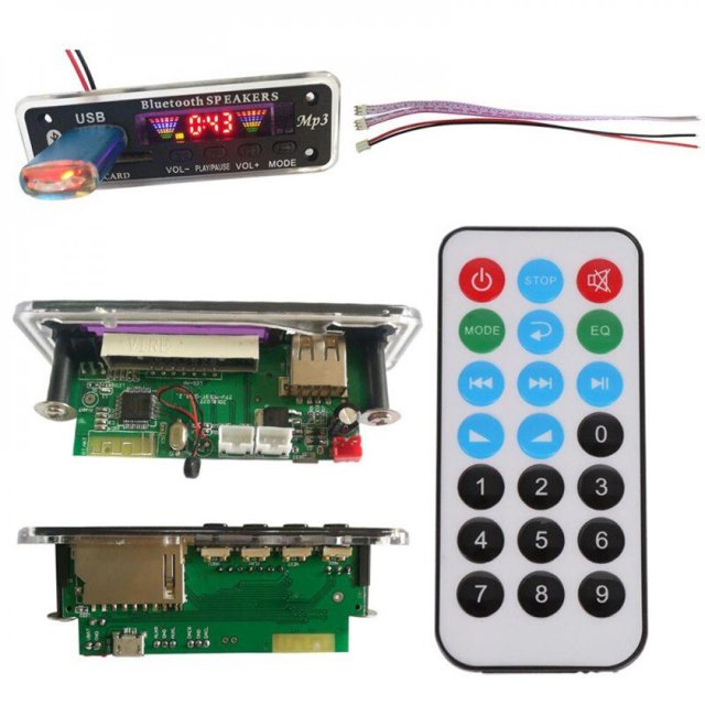 Wireless Bluetooth 5.0 12V MP3 WMA Decoder Board Audio Lossless APE Module USB TF FM Radio Support Power-off Memory Playback Sliver-1