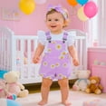 thumbnail image 2 of JAJAHO Baby Girl Clothes Summer 3 Piece Sets Infant Romper Outfits Sleeveless Ruffle Bodysuit Floral Suspender Shorts With Headbands 3-24M Soft Outfit, 2 of 8