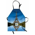 thumbnail image 1 of Paris Apron Famous Eiffel Tower Reflected On Water Picture Historical French Architecture, Unisex Kitchen Bib Apron with Adjustable Neck for Cooking Baking Gardening, Blue Green Grey, by Ambesonne, 1 of 3
