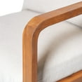 thumbnail image 4 of Christopher Knight Home Outdoor Wooden Lounge Chair, Curved Patio Armchair with Beige Cushions, Teak Finish, 4 of 11