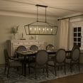 thumbnail image 4 of ACROMA  6-Light Black/ Gold  Kitchen Island Rectangle Linear Chandelier Aged Zinc & Satin Brass, 4 of 5
