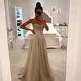 thumbnail image 4 of Quixlent Bridal Wedding Dress Prom Party Evening Dress Backless Spaghetti Strap Sequin Sleeveless A-line Floor Length Ball Gown Pleated Low-cut Cocktail Dress, 4 of 8