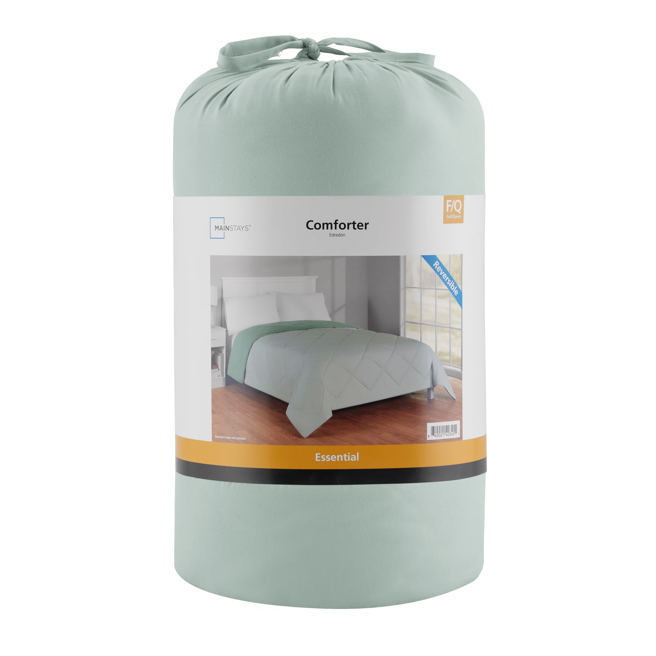 Mainstays Full/Queen Comforter, All-Season Reversible Microfiber, Light Green