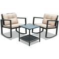 thumbnail image 2 of Costway 3PC Patio Rattan Conversation Set Rocking Chair Cushioned Sofa Outdoor Furniture, 2 of 11