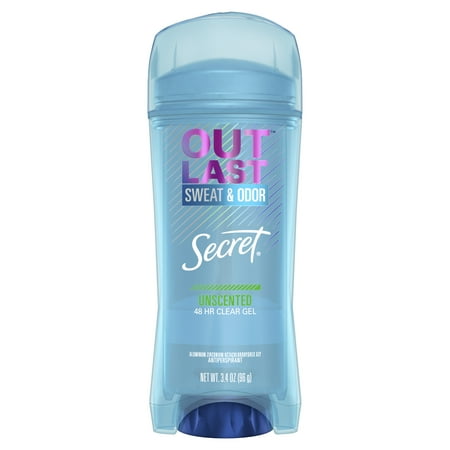 Secret Outlast Clear Gel Antiperspirant Deodorant for Women, Unscented, 3.4 oz