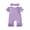 Purple, variant on Preemie Baby Girl Spring Summer Fall Clothes Baby Girl Newborn Hospital Going Home Outfit Ribbed Romper Solid Color Ruffled Short Sleeve Full Length Jumpsuit with Bow Headband