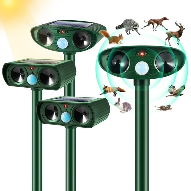4Pack Ultrasonic Animal Repellent Outdoor Solar Animal Repeller with