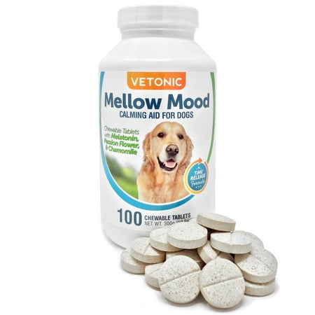 Mellow Mood Time-Release Calming Aid for Dogs with Separation Anxiety and Stress, 100 Chewable (Best Solution For Dog Separation Anxiety)