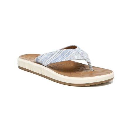 

ZODIAC Womens Blue Striped Sunny Round Toe Slip On Flip Flop Sandal 7 M