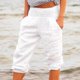 m and s white linen trousers