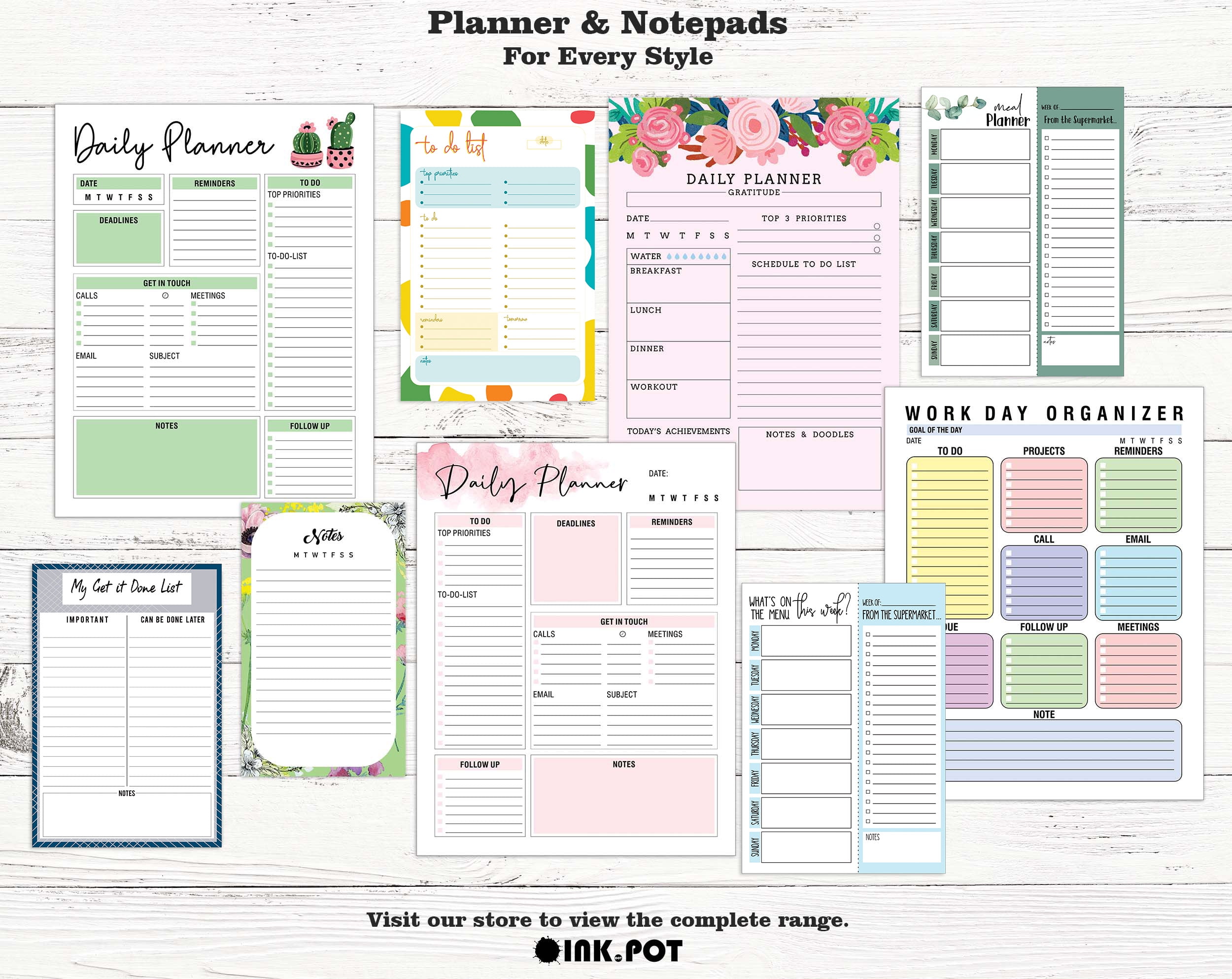 Inkdotpot Weekly Meal Planner Notepad 7"x10 , "Weekly Meal Planner" Magnetic Meal Planning Pad with Tear Off Grocery Shopping List for Fridge- Kitchen & Home - 54 Sheets -9Z
