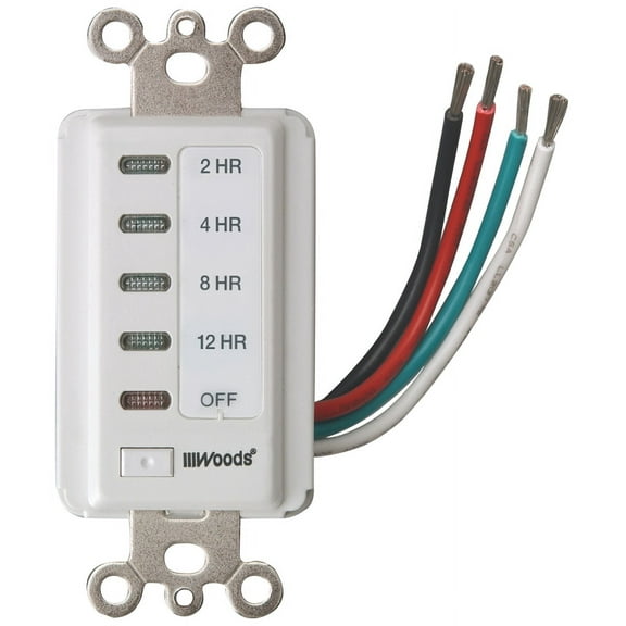Woods 59014 In-Wall Switch Electronic Timer, 12 Hour, White