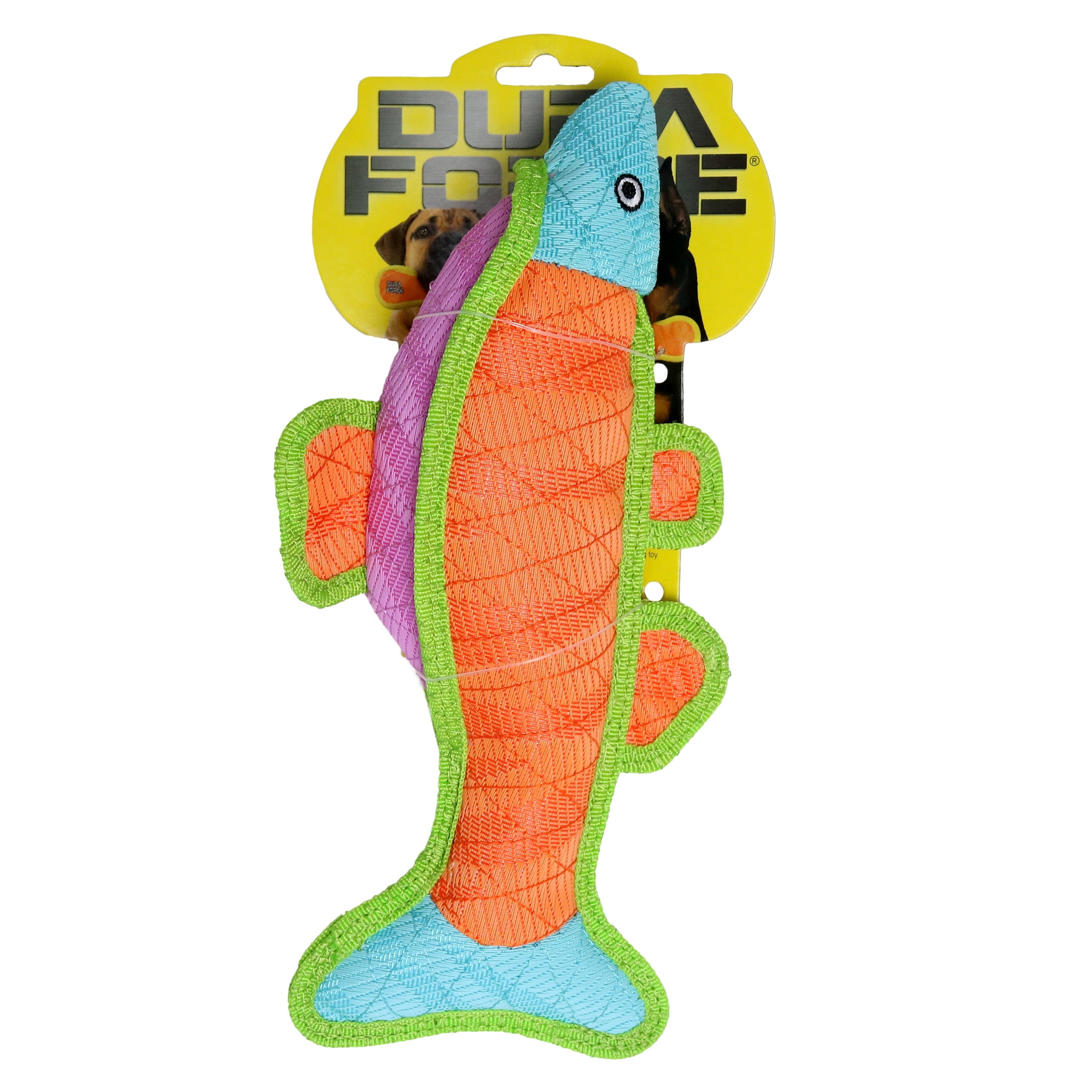DuraForce Fish Blue Orange Pink Woven Fiber Squeaky Dog Toy