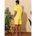 thumbnail image 3 of Unique Bargains Men's Polka Dots Hawaiian Short Sleeves Summer Shirts 2 Pieces Set XL Yellow, 3 of 6