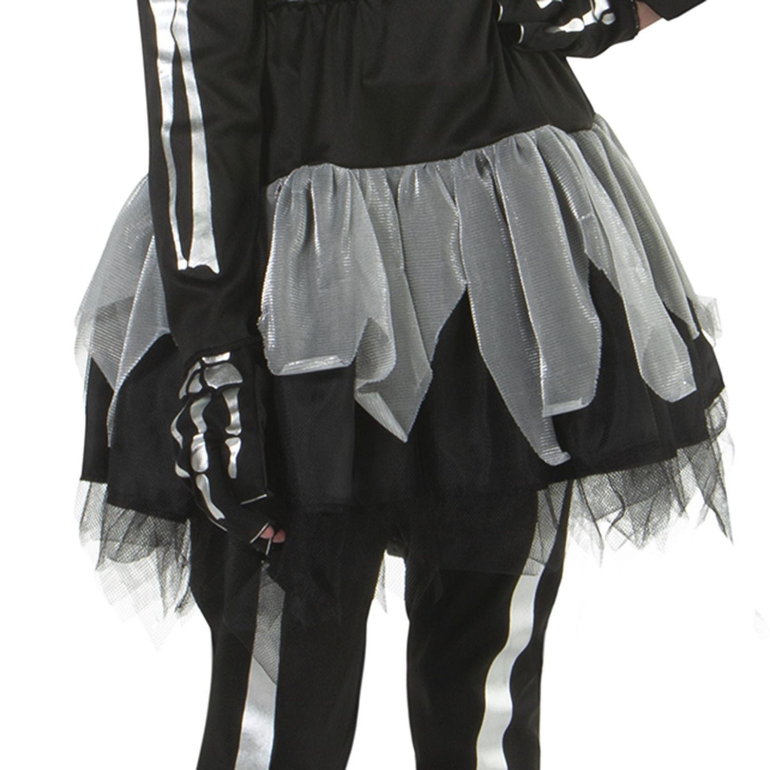 Girls' Silvery Skeleton Costume M