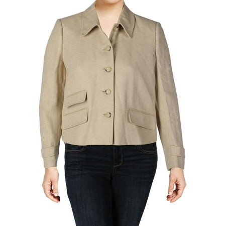 Lined Silk Blazer - Lauren Womens Silk Blend Herringbone Four-Button Blazer